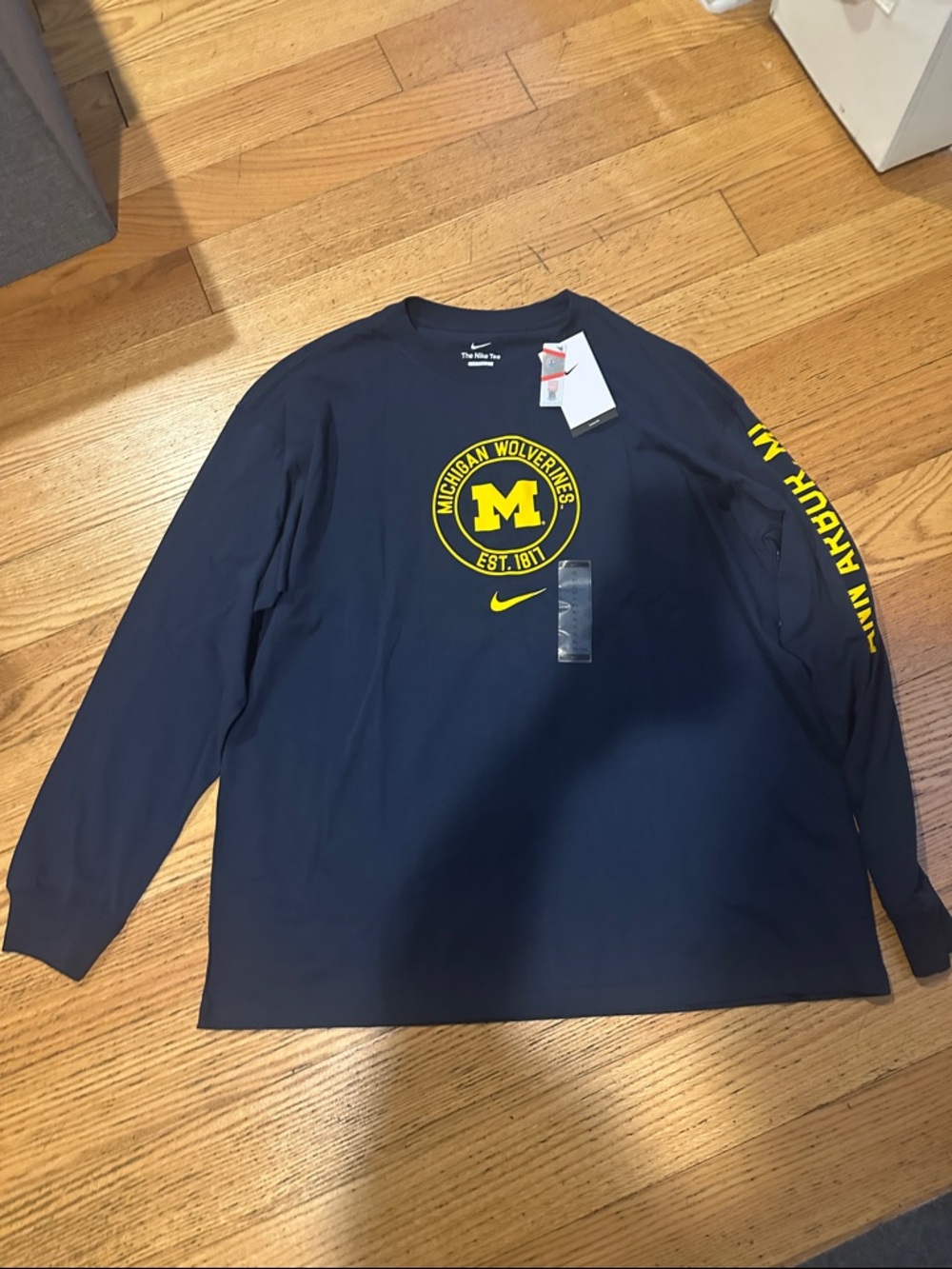 NIKE MICHIGAN WOLVERINES BLUE MAX90 LONG SLEEVE T SHIRT